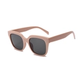 Retro oversized square sunglasses with nude frame and dark grey lenses for women - Pink Frame Grey Lens