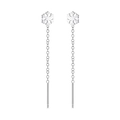 Silver S925 snowflake tassel threader earrings with elegant long chain design - Snowflake Style