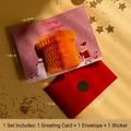 3D Pop-up Christmas card set with pink background and festive snowman and santa designs - Pink Snowman Style (Style A)