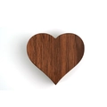 Heart-shaped black walnut wood jewelry box with elegant natural dark grain finish - No Engraving