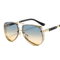 Golden pilot sunglasses with blue to orange gradient lenses and mesh metal detail - Gold Frame Green-Yellow Gradient Lens
