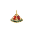 Watermelon slice pendant in gold finish with red and green cubic zirconia stones - Watermelon