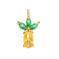 DIY pineapple pendant with gold plating, green and yellow cubic zirconia fruit jewelry - Yellow Pineapple