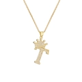 Macro detail of gold-plated crown letter T pendant with micro-pave cubic zirconia stones - Crown Letter T(T)