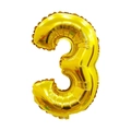 Golden 16-inch aluminum foil balloon shaped as number 3 for party decorations - Number 3 / Gold