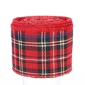 Red plaid Christmas ribbon 6cm width roll with classic woven pattern for gift wrapping - Multi-color Plaid