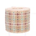 6cm red and green plaid faux linen Christmas webbing roll for gift wrapping - Natural