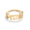 Macro shot of a golden Gemini zodiac ring with vintage lettering on a white background - Gold-Gemini