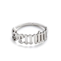 Silver Gemini zodiac open ring in minimalist stainless steel with adjustable band design - Silver-Gemini