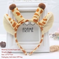 Plush giraffe ear headband with antlers for parties, crystal soft fabric design - Soft Yellow Giraffe Ear Headband