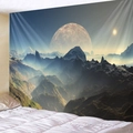 3D render tapestry featuring a giant alien planet and snowy mountains for room decor - Style 5