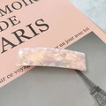Pink stone texture 8.5cm acetate hair clip with elegant rectangular french style design - Colorful Cherry Pink