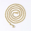 Detail of 3mm gold stainless steel twist chain necklace with lobster clasp and texture - 45cm / Gold