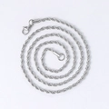 Detailed close-up of 3mm silver stainless steel twist chain with lobster clasp and ring - 45cm / Steel