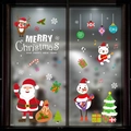 Christmas static window decals featuring Santa, reindeer, snowman and polar bear designs - Penguin Polar Bear and Santa Combo (HYC-095) / 50x70cm