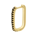 Rectangle gold hoop earrings with micro-set black cubic zirconia stones in a sleek design - Gold Black Zirconia