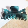 Detail of large teal gradient claw clip with hollow geometric design and spring mechanism - Blue-Green Gradient / 11.5CM