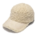 Winter-Baseballkappe aus Lammwolle in Cremeweiß mit Wildleder-Schirm und Textur - 56-60cm Verstellbar / Beige
