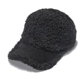 Detalle de gorra de béisbol de lana de cordero negra con visera de ante sintético - 56-60cm Ajustable / Negro