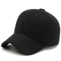 Gorra de béisbol de invierno para hombre en mezcla de lana negra con orejeras - Ajustable / Negro