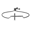 Schwarzes verstellbares Bolo-Armband mit mikro-verziertem Kreuz aus Zirkonia - Gun Black Vergoldet