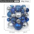 34-pack royal blue and silver Christmas tree ball ornaments with various textures - 34 Pieces/Pack / Royal Blue and Silver