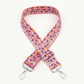 Adjustable crossbody bag strap with colorful floral pattern and silver metal clasps - No. 101 / Silver