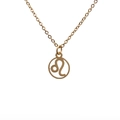 Golden titanium steel necklace with a round Leo zodiac sign pendant and fine chain - 8-Leo