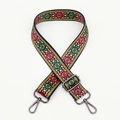 Ethnic style wide adjustable bag strap with colorful geometric patterns and black hooks - No. 103 / Gunmetal