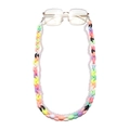 Stylish gold glasses frame with double-layer colorful acrylic and pearl beaded chains - Double Layer Mixed Acrylic Pearl Style (GL1159)