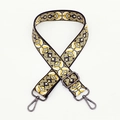 Adjustable bohemian shoulder strap with black, yellow, and white geometric jacquard pattern - No. 106 / Gunmetal