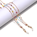 Catenella per occhiali a doppio strato con perle di cristallo colorate e metallo oro - Perline Multicolore (GL1161)