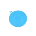 Spazzola piatti tonda in silicone blu con asola per la pulizia della cucina - 9cm / Blu
