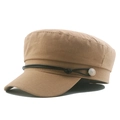 Khaki Schiffermütze für Damen mit schwarzem Lederband und strukturierter Silberschnalle - M (56-58cm) / Khaki