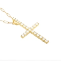Gold hip hop cross pendant necklace with clear crystals and paperclip chain style - Gold Cross (Clear Zirconia)
