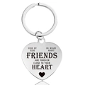 Dettaglio portachiavi a cuore con citazione sull'amicizia incisa su acciaio inossidabile - Stile Cuore Friends Forever (X00005) / Argento