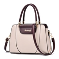 Women's 2025 fashion handbag in beige and burgundy with shoulder strap and metal hardware - Off White