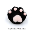 Détail de la broche patte de chat en peluche noire avec coussinets roses, 5.2x5.8 cm - Original (Sans Épingle) / Noir