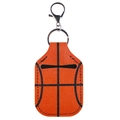 Orange basketball leather keychain with black stripes and metal lobster clasp - Basketball-Orange