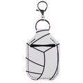 Sports style white volleyball pattern PU leather sanitizer holder keychain with metal hook - Volleyball-White