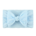 Light blue soft elastic nylon headband with a large bow for baby girls and infants - Blue