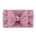 Soft nylon baby headband with large bow in dusty rose pink for infants and toddlers - Taro Purple
