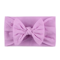 Soft nylon baby headband with a large light purple bow for infants and kids - Purple