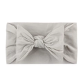 Soft nylon baby headband with a large bow in light grey, comfortable infant hair accessory - Gray