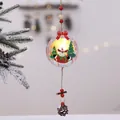 Lighted wooden Christmas deer ornament with red bow and pinecone, warm LED glow - Wreath Reindeer