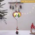 Luminous heart wooden Christmas ornament with snowman pattern and pinecone - Heart Snowman Bag