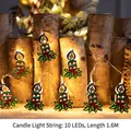 Christmas candle LED light string 1.6M with 10 warm lights for holiday decoration - Candle / 10 LEDs 1.6M