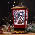 Lanterna di Natale da 40CM con Babbo Natale su un razzo e scena della baita - Lanterna Sospesa Europea - Rosso Bronzo