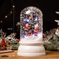 Palla di neve natalizia da 30CM con Babbo Natale e renna su base bianca tonda - Cupola Cilindrica - Bianco