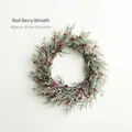 Christmas wreath with snowy pine needles, red berries and pine cones, 60cm diameter - Large Red Berry Wreath / Diameter 60cm